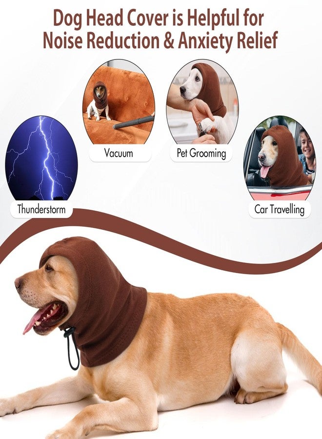 IDOMIK Dog Calming Hoodie,Ear Wraps for Dog to Calm Anxiety,Doggy Ears Head Cover for Noise Protection,Snoods for Pets Grooming Force Drying Fireworks,Pet Hematoma Ear Wrap Headband,Coffee,L - Image 3